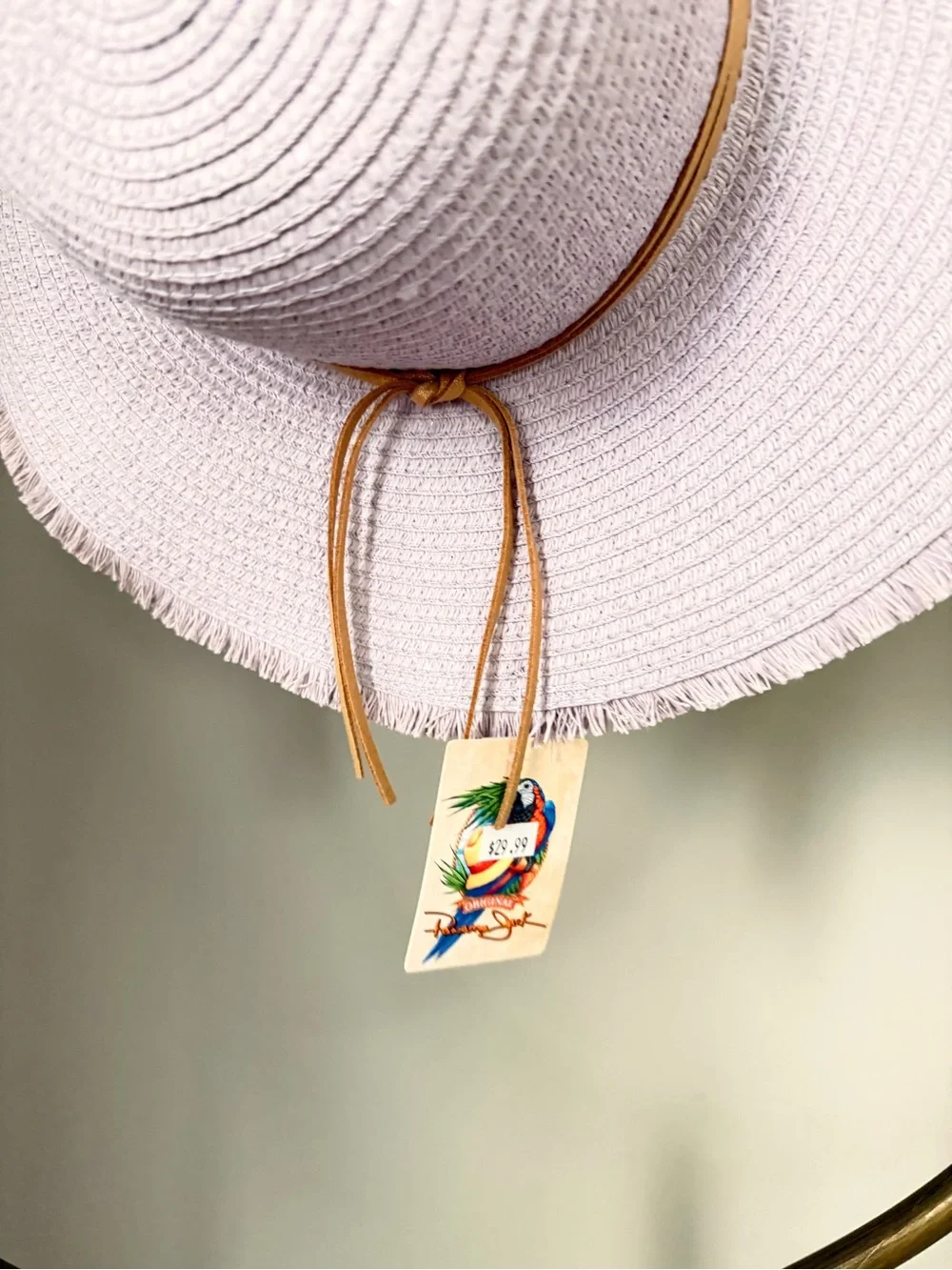 Panama Jack Lilac Wide Brim Sun Hat with Tan Band- Adjustable Size
